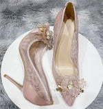 black flower decoration pointed toe 12cm 10cm 8cm high heels work party shallow fashion elegant women pumps SJ005