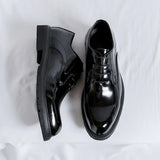 Zingj Patent Leather Men Business Casual Leather Shoes Wide Foot Shoe Thick Platform Bright Top Trend Derby Shoes
