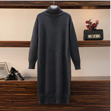 dress autumn and winter women's loose long sweater pullover turtleneck solid casual