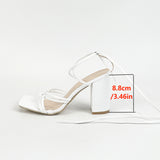 Women's Fashion Square Head Sandals Toe Comfortable Simple High-Heeled Sandals Temperament Women High Heel