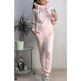 Leisure Tracksuit Women 2 Pcs Set Tops and Trousers Spring Casual Warm Fleece Hoodies Sports Pants