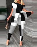 Independent Station Spring And Summer Printing Fashion Suit 2-Piece Set For
