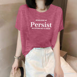 Shoulder Short-Sleeved T-Shirt Lady Loose Summer New Bamboo Festival Cotton Age-Red-Down Shirt Fashion Casual