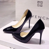 Black High-Heeled Women 2025 New Fine Heel In Fairy Net Red Leather Pointed Single Shoe