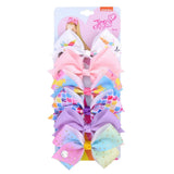Pieces/Set JoJo Bows Jojo Siwa Rainbow Printed Knot Ribbon Bow For Girls Handmade Boutique Hair Clip Children Hair