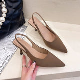 Zingj 2023 New Pointed Thin Heel Single Heel After Empty Head Sandal Muller Shoes-Outfit