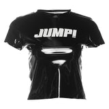 Summer New Women's Clothing Blackpink Same Hot Girl Collar Letter Printing Slim Thin Top