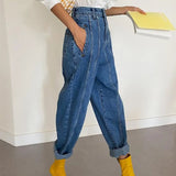 Waist Jeans Women Harem Pants Korean Style Outfits Casual High Street Denim Trousers Pantalon Femme Vintage