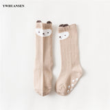 Pair 0 to 24M Cute Fox Baby Sock Non Slip With Grips Cotton Long Socks For Infant Girls Boys Newborn Knee High Socks