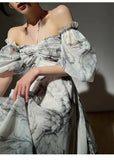 Floral Print Vintage Dress Women Sexy French Style Party Midi Dresses Casual Korean Fashion Elegant Retro Dress 2023