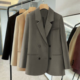 Suit Jacket Female Spring And Autumn Korean Version Of Loose Temperament Double Buckle Leisure Professional Raspberry Suit