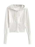 Knit Zipper Hodded Top And Pants Set-Outfit