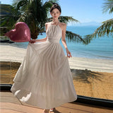 Zingj Yunnan Seaside Vacation Lace Lace Hanging Neck Show Back Tie