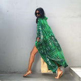 Bohemian Striped Fashion Women's Clothing Hooded Long Batwing Sleeve Split Plus Size Street Wear Summer Blouse Shirt