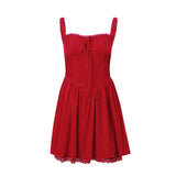 Zingj Women's French Sexy Waist Temperament Pure Desire A Word Skirt Senior Sense Back With Condole Belt Dress Woman- Outfit