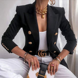 Spot 2025 Women's Wear Slim Solid Color Fashion Casual Suit Short Coat