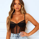 Mesh See-through Sexy Bodysuit Women Rompers Summer Casual Slim Streetwear Outfits Bodycon Bodies Ladies