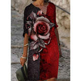 Summer Y2K Vintage V Neck Sundress Women Butterfly Print Midi Dresses Half Sleeve Casual Robe Beach Party Vestido De