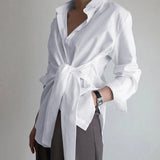 women shirt blouse long sleeve ruched solid color blouse for office ladies white blue black autumn