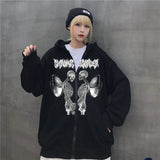 Up Hoodie Jacke Y2k Frau Sweatshirt Skeleton Mit Zippermit Kapuze Long Sleeves Femal Pullover Gothic Kleidung Harajuku