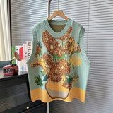 Painting Design Sense Minority Vest Knitted Vest With Loose Lazy Soft Waxy College Style Sleeveless Sweater Horse