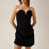 Fashion Sexy Dress Women 2025 Summer New Breast-Wearing Skirt Folds High-End Women's