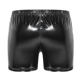 Zingj Men's PU Bright Leather Shorts, Bright Mirror Flat Leather Pants No Odor Size
