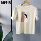 Art Abstract Printing T-shirts Summer Tops Shorts Sleeve Slim T-shirts Woman Casual