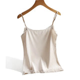 Lace Top Women Halter V Neck Basic Black Cami Sleeveless Satin Silk Tank Tops Women'S Summer Camisole Beige Sexy Strap