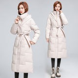 Large Size 2024 Winter Women Thickened Over The Knee Long Cotton-Padded Clothes Female Waist Slim Show Thin Senior Sense Coat-Outfit