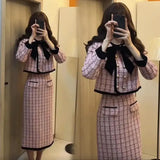 Elegant Lady Suit Dress Set for Women Autumn Spring New French Style Skirt Two-Piece Autumn Date Outfit Female 2 Piece