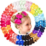 4'' Cute Solid Grosgrain Ribbon Bowknot Hair Clips For Girls Handmade Hairpins Barrettes Headwear Kids Hair