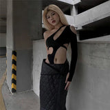 Summer New Fashion Sexy Hottie Body Open Waist Hollow Splicing Joint