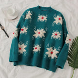 Women Vintage Loose Casual Sweaters Geometric Retro Lazy Female Harajuku Korean Style Womens 2021 Chic New