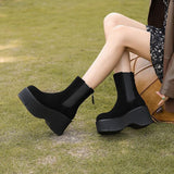 Zingj Platform Heel Martin Boots 2024 New Ultra-High Heel Ankle Boots Platform Bottom Elastic Thin Boots Women's