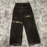 Loose Jeans Men's Vintage Print Hip Hop Gothic Street Wear Harajuku Men's Slacks-Outfit