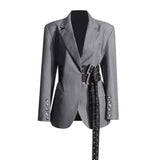 Temperament Trend Wind Suit Autumn 2025 New Small Niche Design Lapel Tie Suit Jacket
