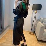 Zingj Hooded Hoodie Dress In The Long Style Of The Waist Retro Skirt Female Summer New 2024 European Cargo Station-Outfit