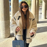 Winter New Women's Street Fashion Locomotive Lamb Wool Coat W091