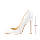 Onlymaker Women's Pumps Pointed Toe 10 12CM Pumps Slip-OnThin Heels Patent Leather Party Wedding Office Lady Big Size