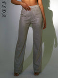 2021 High Waist Women Pants Y2K Glitter Party Fashion Autumn Winter Long Trousets Wide Leg Casual