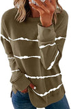 Tie-dyed Printed Striped Round Neck Loose