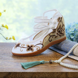 Zingj Heels Single Shoes With Embroidered Cloth Shoes Ancient Wind National Wind National Wind Spring And Autumn Women Cloth Shoes Women's