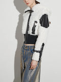Wind Coat 2025 Winter New Premium Sense Lapel Lamb Wool PU Leather Splicing Female Short