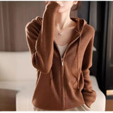 Autumn And Winter New Japanese And Korean Lazy Style Hooded Zipper Cardigan Women's Loose Thin Sweater
