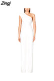 Women Elegant Long Jumpsuits Slanted Collar Party 2023 Sexy Glitter Sequin Club Playsuits Fashion Backless Solid