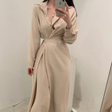 French Korean Style Design Long Shirt Dress Elegant Waist Lace Harajuku Dresses for Women Party Autumn New