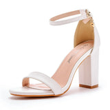 Cm Thick Heeled Light Mouth With Sandals Round Head Square Thick Heel Sandals White Bridal Wedding Dress
