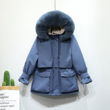 Winter Jacket Women Large Natural Fox Fur White Duck Down Coat Thick Parkas Warm Sash Tie Up Zipper Down Snow