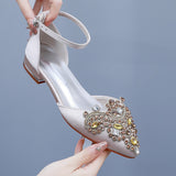 And Summer 2 Cm Flat Hedley Casual Sharp In The Hollow Sandals Square With Shallow Mouth Water Drill Buckle Bridal Shoes Wedding
